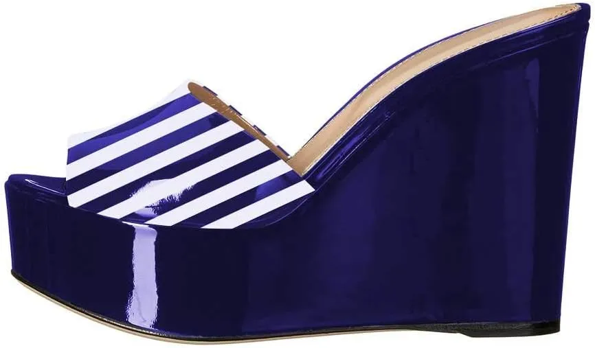 YDN Women High Heels Platform Mules Peep Toe Clogs Slip on Wedge Sandals Slide Backless Shoes Size 4-15 US