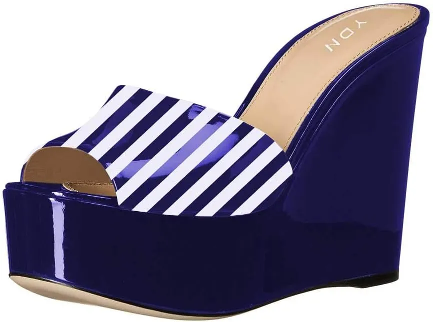 YDN Women High Heels Platform Mules Peep Toe Clogs Slip on Wedge Sandals Slide Backless Shoes Size 4-15 US