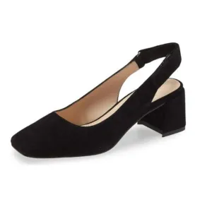 YDN Women Slingback Adjustable Slip On Strappy Block Chunky Mid Heels Pumps Squa