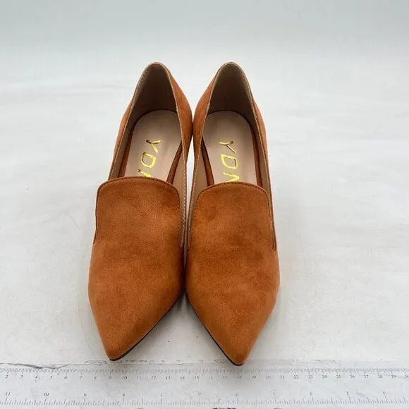 YDN Women's Mid Heels Slip on Loafer Stilettos Pumps Pointy Toe Slide Suede Prom