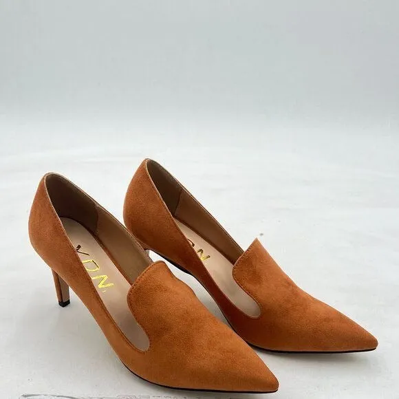 YDN Women's Mid Heels Slip on Loafer Stilettos Pumps Pointy Toe Slide Suede Prom