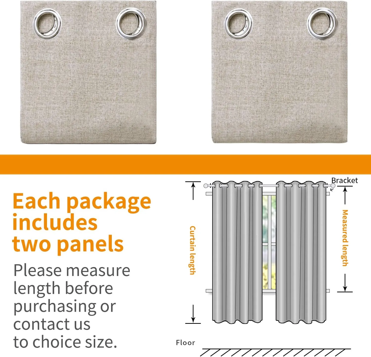 YoungsTex Beige Linen Blackout Curtains for Bedroom, Full Light Blocking Burlap Textured Drapes for Living Room Farmhouse Thermal Insulated Blinds with Grommet Extra Wide, 2 Panels, 60 X 63 Inch